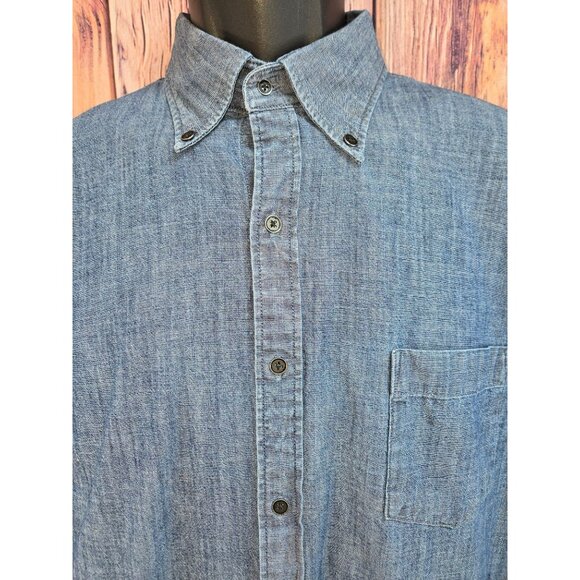 Peter Millar Mens Medium Chambray Button-Up Shirt - Picture 3 of 8